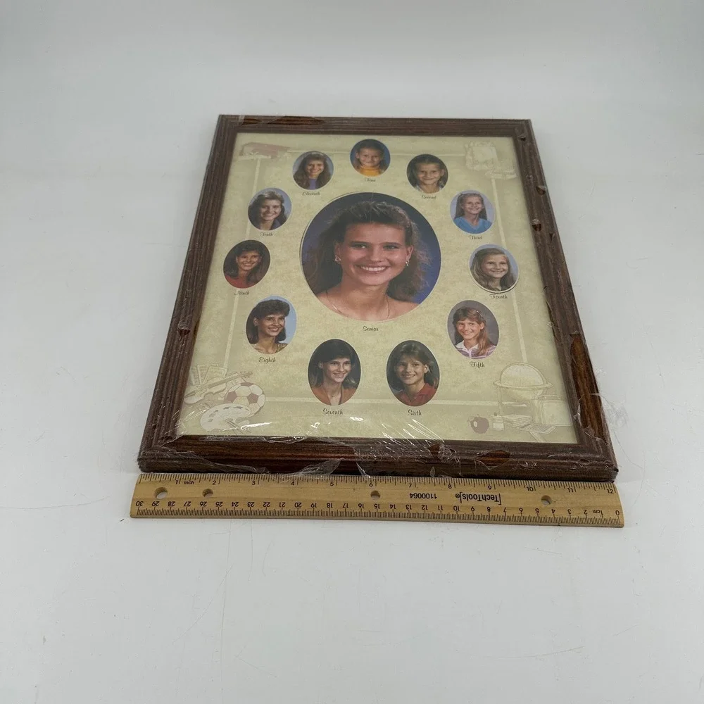 Vintage Style 11x14 School Years Picture Frame Wood Grain Multi Photo Display